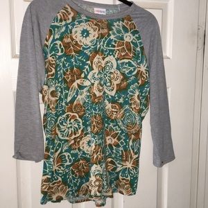 Lularoe randy too shirt xl floral gray